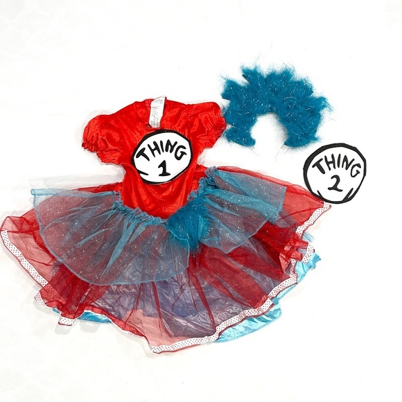 Spirit Halloween Dr Seuss Cat in the Hat Thing 1 & 2 Girls 2pc Halloween Costume - Picture 1 of 10